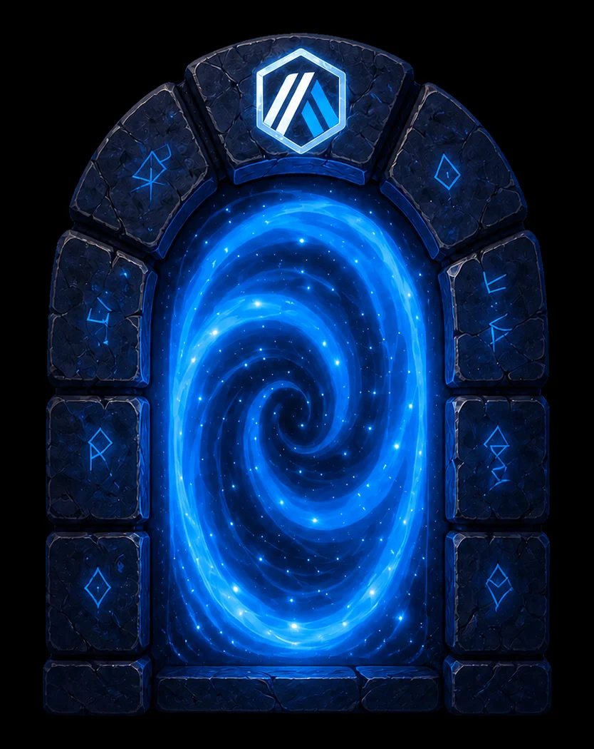 Magic stone portal with the Arbitrum sigil